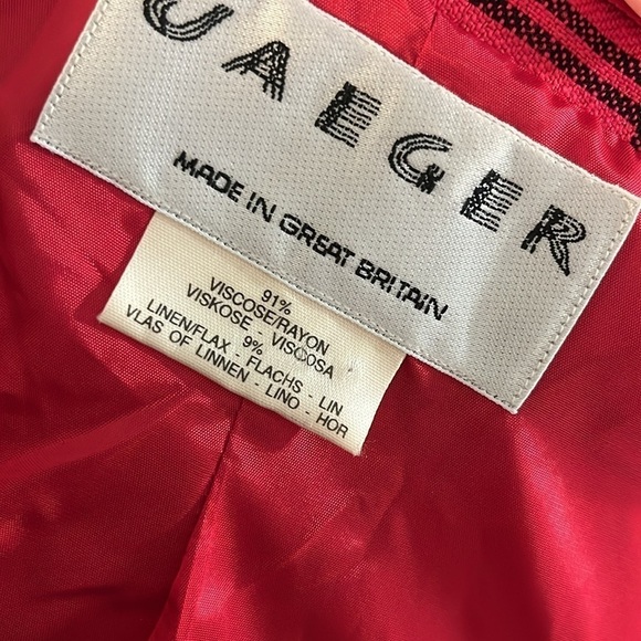 Vintage Jaeger Blazer Red Plaid Size 14 Linen Blend Great Britain Window Pane - Picture 8 of 12